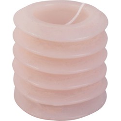 6x Present Time Pillar candle Layered Circles small soft pink