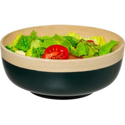 5Five - serveerschaal/saladeschaal - petrol - bamboe - 20 x 8 cm - rond - Saladeschalen