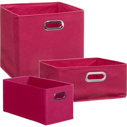 Set van 3x stuks opbergmanden/kastmanden 7/14/29 liter framboos roze van linnen 31 cm - Opbergkisten