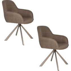 Housecraft Living Toye Eetkamerstoel draaibaar Bruin - Set van 2