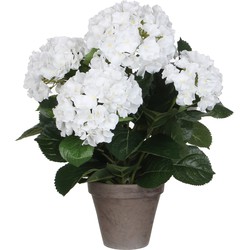 Mica Decorations Hortensia Kunstplant in Bloempot Stan - H45 x Ø45 cm - Wit