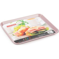 Plasticforte dienblad/serveerblad - Kunststof - 27 x 21 cm - oud roze - Dienbladen