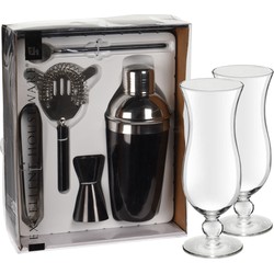 Excellent Houseware cocktails maken set 5-delig met 4x Pina Colada glazen - Cocktailshakers