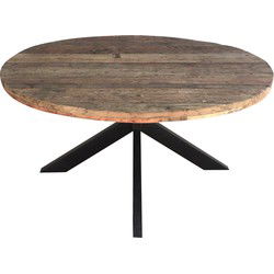 D - Livingfurn - Eetkamertafel Dakota Rond - MangoHout - 130 cm - Bruin
