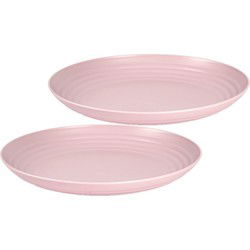PlasticForte Bord - 2x - 25cm - roze - kunststof - rond - camping bord - Dinerborden