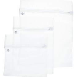 Set van 6x stuks waszakjes/wasnetjes wit in 3 formaten 30, 40 en 50 cm - Waszakken