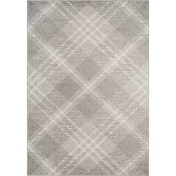 Safavieh Modern Plaid Indoor Woven Area Rug, Adirondack Collection, ADR129, in Light Grey & Ivory, 183 X 274 cm