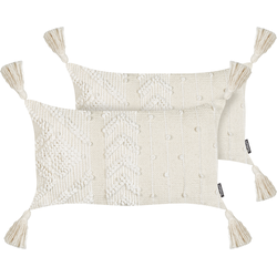 VALVARIA - Sierkussen set van 2 - Off-white - 30 x 50 cm - Katoen