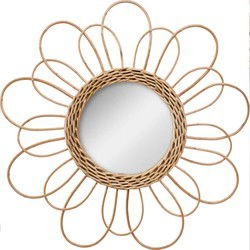 Atmosphera Wandspiegel - bloem - rotan - D38 cm - bohemian spiegel - Spiegels