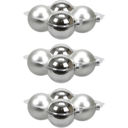 12x stuks glazen kerstballen zilver 10 cm mat/glans - Kerstbal