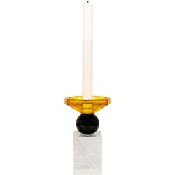 Candle Holder - Candle holder in black/amber/clear glass Ã˜9,5x15 cm
