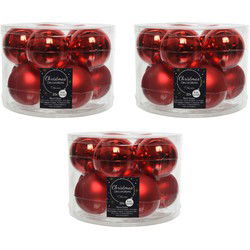 Decoris Kerstballen set - 30x stuks - kerst rood - glas - 6 cm - Kerstbal