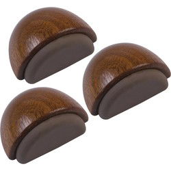 AMIG Deurstop/deurmagneet - 3x - D48mm - zelfklevend - mahonie - houtA  - Deurstoppers