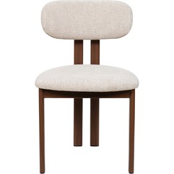Eetkamerstoel Walnoot/Beige - Zithoogte 49cm - Noor - Set van 2