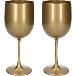 2x stuks onbreekbaar wijnglas goud kunststof 48 cl/480 ml - Wijnglazen