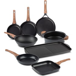 Rosmarino Black Line 8-delige Pannenset - Pannenset inductie