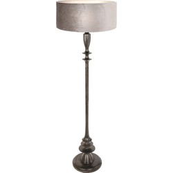 Anne Lighting - vloerlamp - Bois - zwart - hout velours stof - Ø 50cm - E27 - 3776ZW