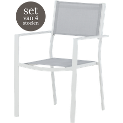 Narda aluminium tuinstoel lichtgrijs - met armleuningen - set van 4