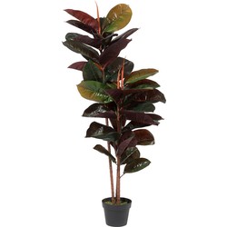 Kunstplant - kunstplant voor binnen -Ficus elastica 145 cm hoog, ook als kantoorplant