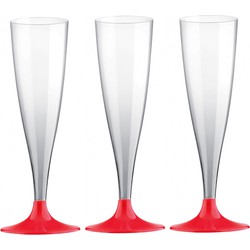 Champagneglazen - 10x - plastic - 140 ml - rood - herbruikbaar - Champagneglazen