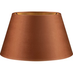 Fluweel - Velvet Lampenkap - Conisch - Bruin + goud - Luxe stijl - ø30 x 17 cm - E27 fitting - voor tafellampen - voor woonkamer en eetkamer