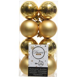 Decoris kleine kerstballen - 16x st - goud - 4 cm - kunststof - Kerstbal