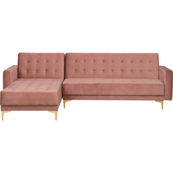 ABERDEEN - Hoekslaapbank - Roze - Rechterzijde - 267 cm - Fluweel