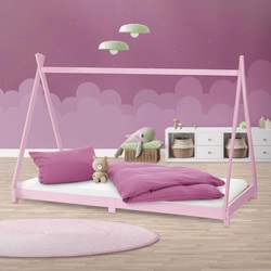 Kinderbed Tipi 90x200 cm roze grenen houten bed met lattenbodem ML design