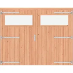 Dubbele brede deur dicht met raam douglas, 254 x 217 cm