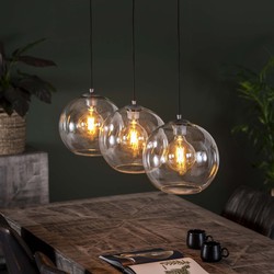 Hoyz - Hanglamp Sphere Helder Glas - 3 Lampen - Ø30 - 120x15x30