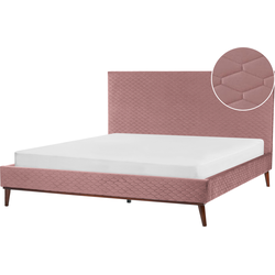 BAYONNE - Tweepersoonsbed - Roze - 180 x 200 cm - Fluweel