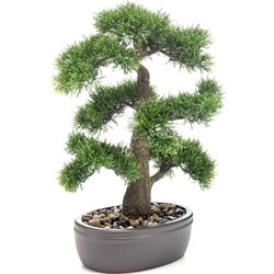 Bonsai boompje Cedrus Atlantica Glauca kunstplant in kunststof pot 45 cm - Kunstplanten