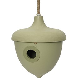 Decoris Vogelhuisje - bamboe hout - lichtgroen - D17 x H19 cm - nestkastje - Vogelhuisjes