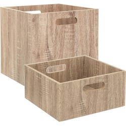 Set van 2x stuks opbergmanden/kastmanden 14 en 29 liter naturel van hout 31 cm - Opbergkisten