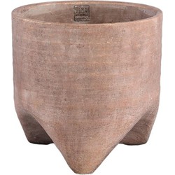 PTMD Bloempot Kodi - 30x30x30 cm - Cement - Bruin