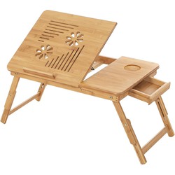Opklapbare bamboe laptopstandaard met verstelbaar tafelblad - L55 cm