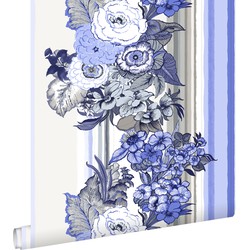 ESTAhome behang vintage bloemen delfts blauw - 53 cm x 10,05 m - 138116