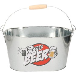 Koelemmer Cold Beer - 26 x 13 cm - metaal - met 2 flessenopeners - IJsemmers