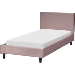 FITOU  - Eenpersoonsbed - Lichtroze - 90 x 200 cm - Fluweel