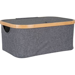 Noto Basket - Basket in bamboo/textile, dark grey, 38x26x16 cm