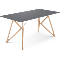 Tink table houten eettafel whitewash - met linoleum tafelblad nero - 160 x 90 cm