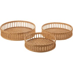 J-line - Set Van 3 Plateau Rond Bamboe Naturel - 46x46x11cm