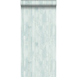 ESTAhome behang vintage sloophout planken vergrijsd turquoise