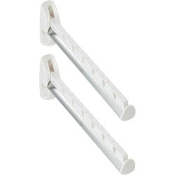 Leifheit Kledinghaak - 2x - inklapbaar - kunststof - wit - 31 cm - Kledinghangers