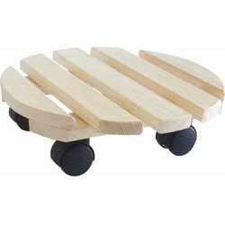 Plantentrolley - multiroller - hout - 30 cm - rond - tot 30 kg - Planten onderzetter