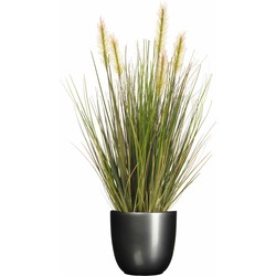 Emerald Kunstplant - groen gras 45 cm - antraciet glans bloempot - Kunstplanten