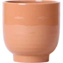 Kolibri Home | Glazed bloempot - Cognac keramieken sierpot met glans - Ø12cm
