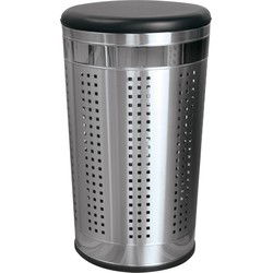 MSV Wasmand Dubai- rvs metaal - zwarte deksel - 46 liter - 35 x 60 cm - Wasmanden