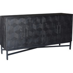 Dressoir Zwart - Mangohout - 160x45x85cm - Kast Jazz