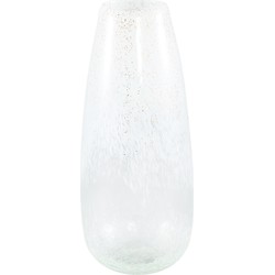 PTMD Ridda White glass vase clear level round L